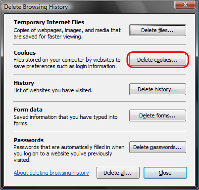 Delete Cookies