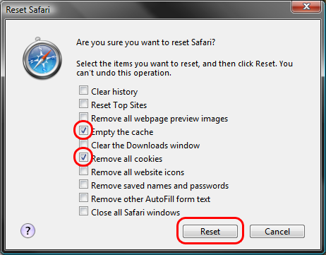 Empty the cache > Remove all cookies