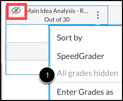 Canvas Gradebook column with an eye icon with a line through it.