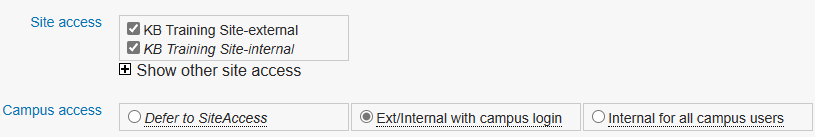 External / Internal for all campus users options set