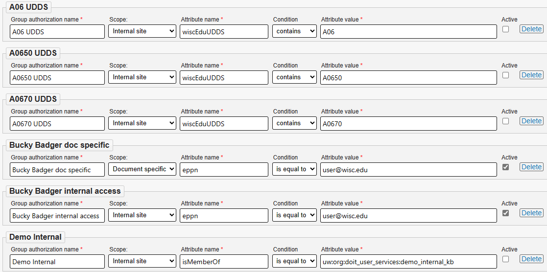 Demonstration image of Group Authorizations