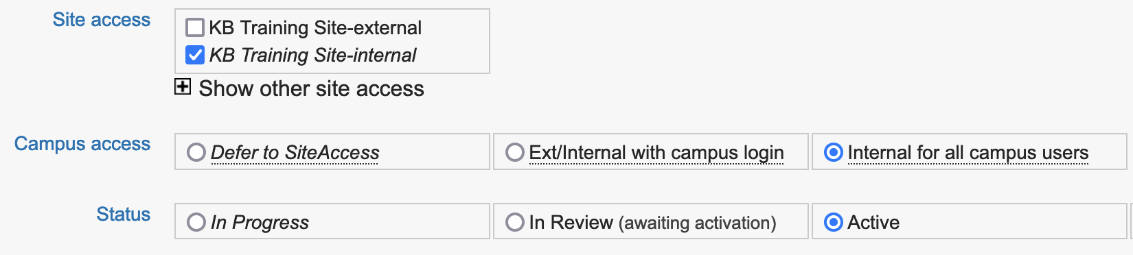 Access options for internal for all campus users